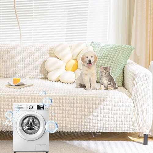 Funda de sofá elástica resistente a mascotas lavable y adaptable azul 4 plazas 7