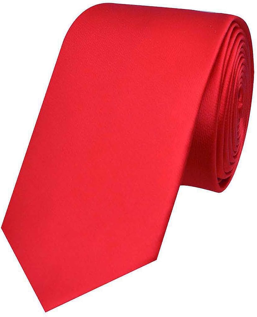 TieKartRed Plain Skinny Ties For Men