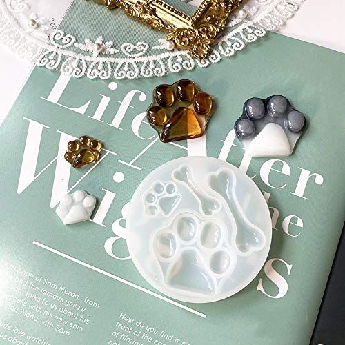 Nifocc Hundepfote Silikonform Hundeknochen Anhänger Harzformen für DIY Schmuck Basteln - 2 Stk
