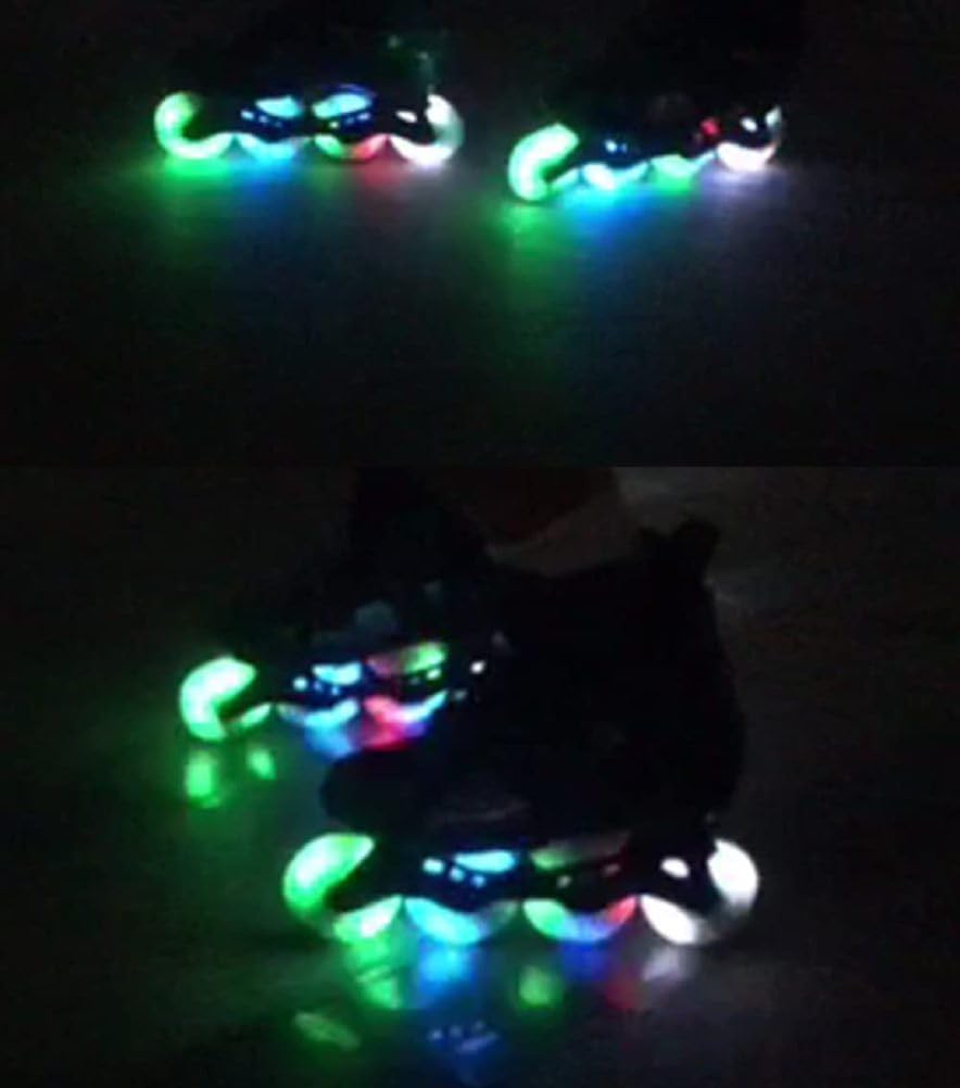 4PCS Inline Roller Wheels, with LED Flash Skate Wheels Replacement Wheel 60mm-80mm Inline Roller for Kids and Teenagers,Green,60MM
