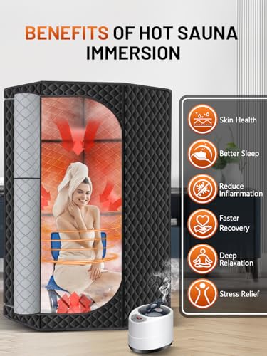 Portable Sauna Box for Home, Personal SPA Steam Sauna with 10 Min Fast Heating & 9 Levels Heat, Warm Sauna Tent with 3L/1500W Steamer, Folding Chair, Remote Control for Body Relaxation - Image 4