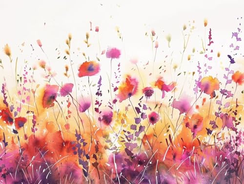 Diamond Painting Adulte contre le stress : Kit Complet Fleurs Abstraites Géant 80x110cm