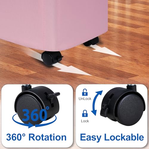 Image of Slim Laundry Hamper with Wheels,15 Gal (55L) Rolling Laundry Basket with lid and wheels Clothes Hamper Foldable Tall Dirty Clothes Basket Sturdy Collapsible Clothes Hamper for Dorm,Laundry Room