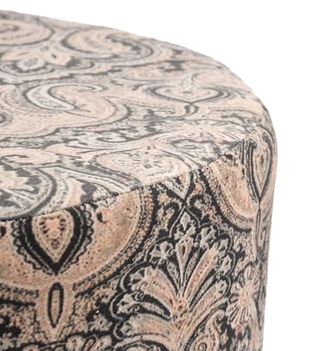 Image of NACIA Printed Ottoman Stool Set of 2 | Soft Cushioned Velvet Pouf Footrest with Wooden Legs | Decorative Seating Stool for Bedroom Living Room Home & Office (16x16x17 Inch, Coffee Damask)