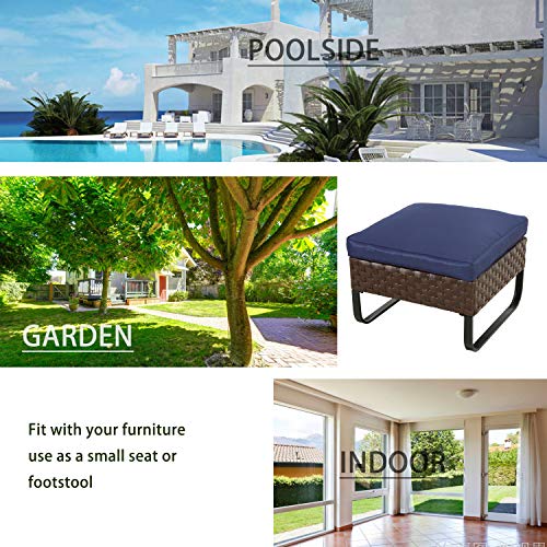 Image of LOKATSE HOME 2 Pieces Patio Ottoman for Garden Yard Deck Poolside, Blue