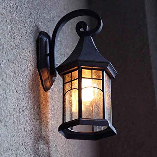 Moderne Simple Applique Murale En Fer Forgé Noir Appliques Murales En Verre Abat-Jour Extérieur Étanche Mur Noir Appliques