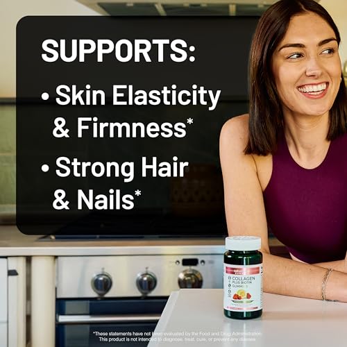 Image of NatureWise Collagen Gummies - Hydrolyzed Collagen Gummies - Type 1 & 3 Peptides for Women + Biotin, Vitamin C, E, & Zinc for Hair Skin and Nails Support - 60 Count[1-Month Supply]