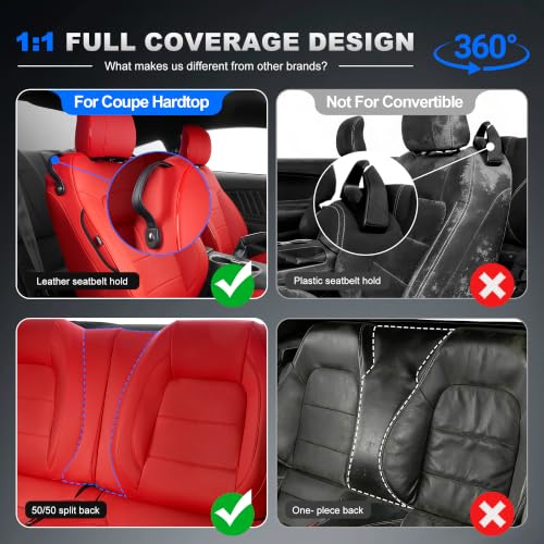 Image of AOMSAZTO Custom Fit Seat Covers for Ford Mustang Coupe 2015-2026 Red
