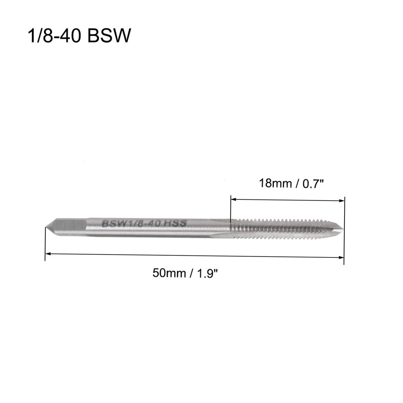 MACHSWON Machine Tap BSW 1/8-40 Thread, for Processing Through Holes or Shallow Holes - Image 2