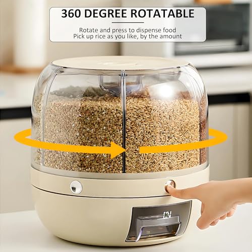 Image of Gvnd Rice & Dry Food Round Dispenser, Kitchen Organizer, Cereal Grain Container for Home, Cereal Transparent Bucket, Storage Box, Beans Clear Cans, Gift for Women (Style-5)