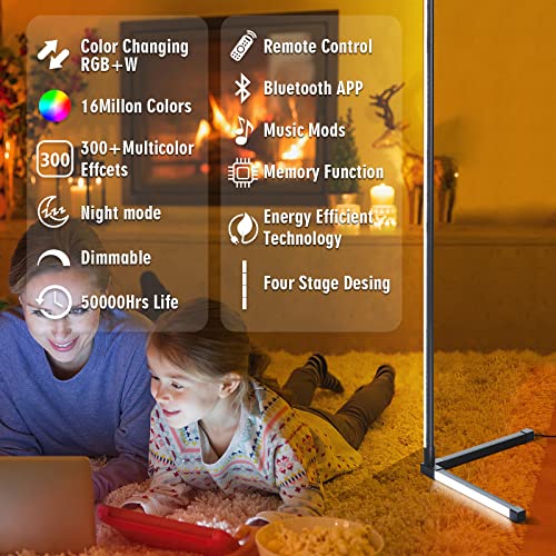 Led Corner Floor Lamp For Living Room, 2 Pack, Lit Lamp Led, Rgb Dream Color Changing Modern Mood Lighting, Bluetooth App And Remote Control Music Sync Great Theater Lighting Effect For Home #TOP6