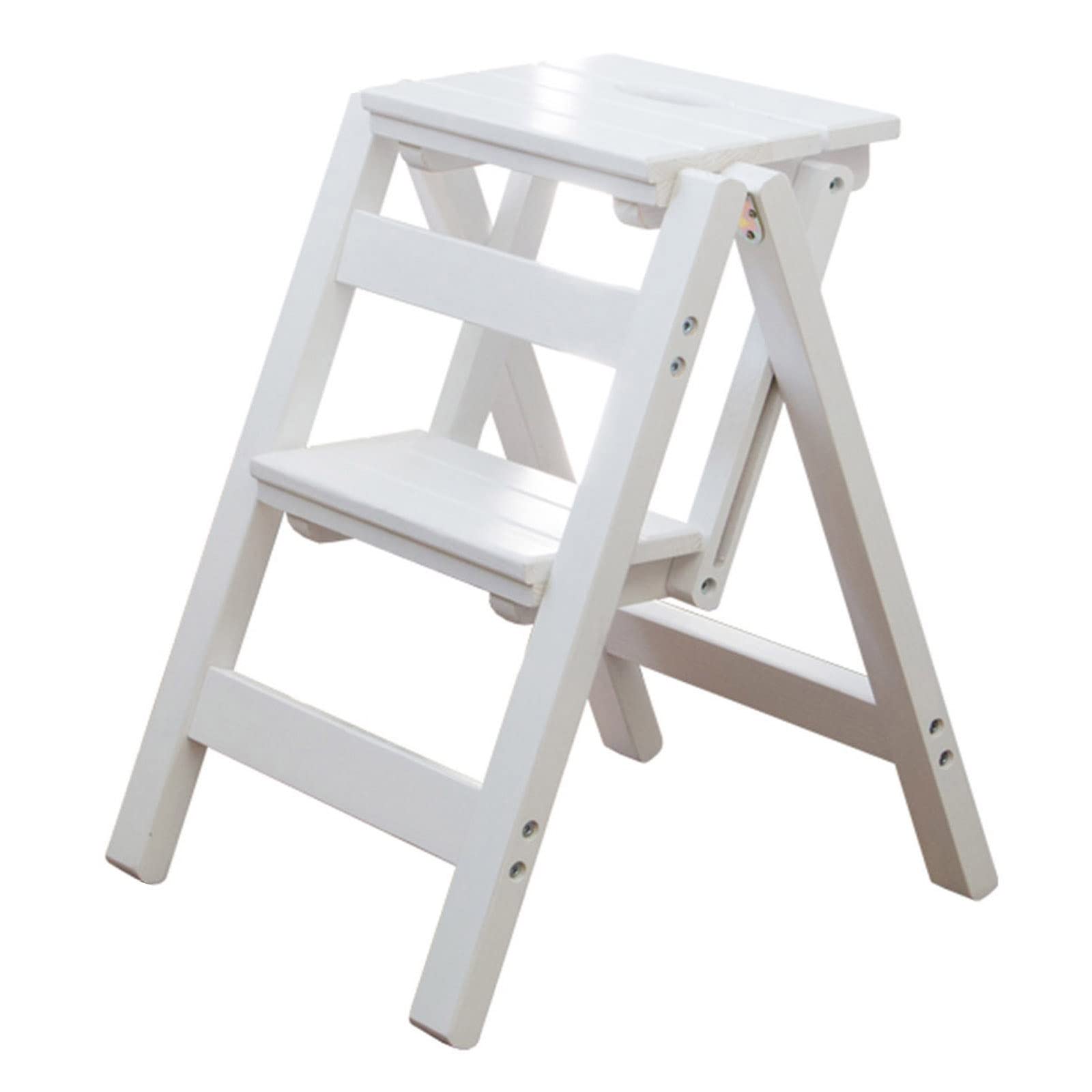 Escalera de Tijera de Madera portátil, Taburete Plegable, Asientos escalonados, Multiusos para Sala de Estar, hogar y Oficina, Capacidad de Carga de 330lb
