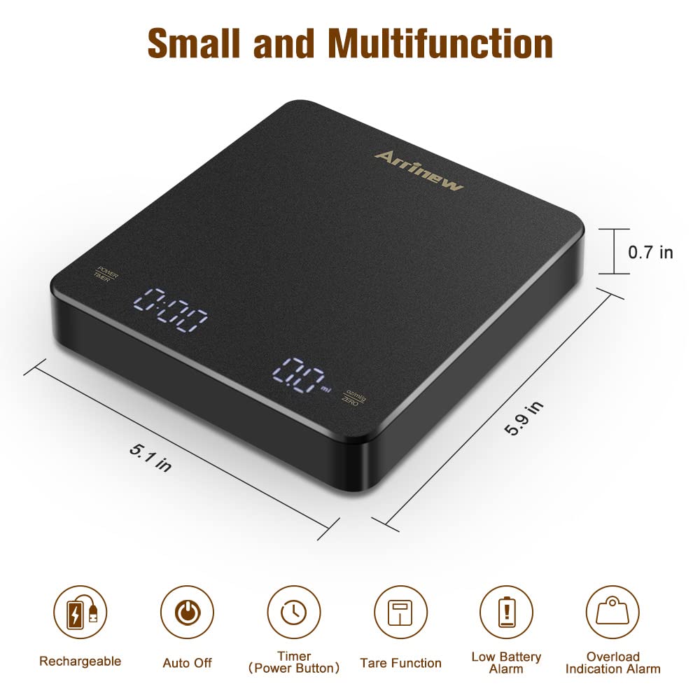 Buy Arrinew Coffee Scale With Timer Rechargeable Digital Espresso 