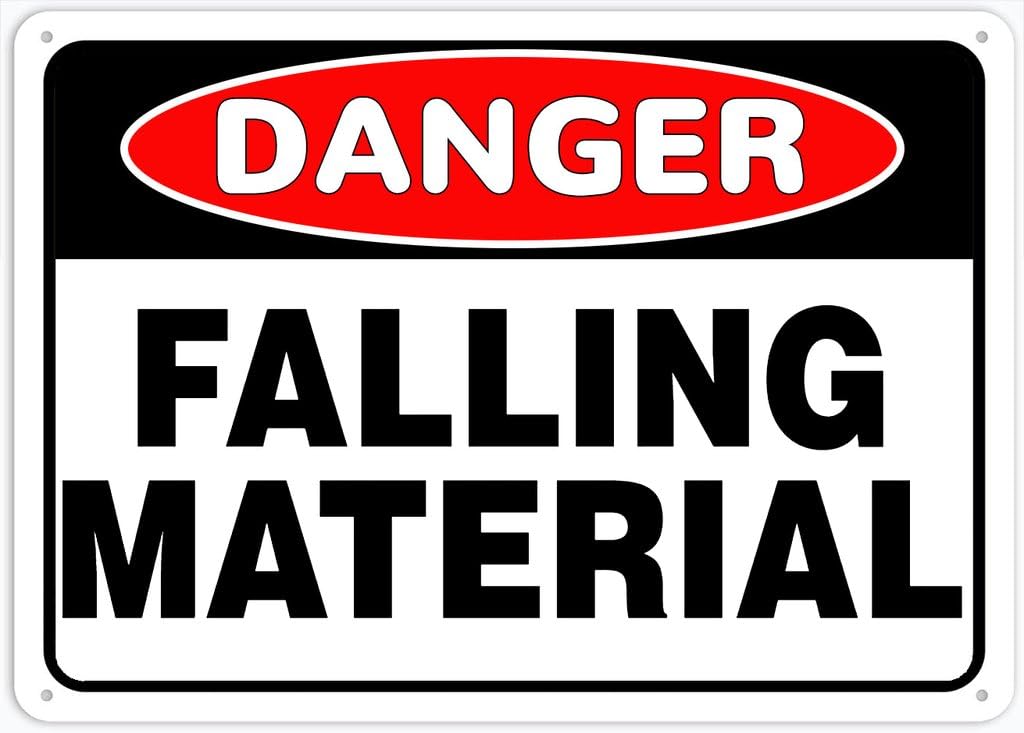 8"x12" Rust Free Aluminum Metal Sign - Danger Safety Sign Falling Material - Weatherproof, Heavy Duty - For Home & Business