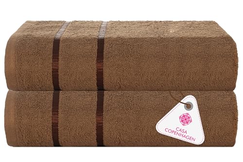 Image of Casa Copenhagen, Super Soft Eternal Collection 2 Pieces 100% Cotton Large Bath Towel (Size : 75 x 150 cm) - Brown & Brown