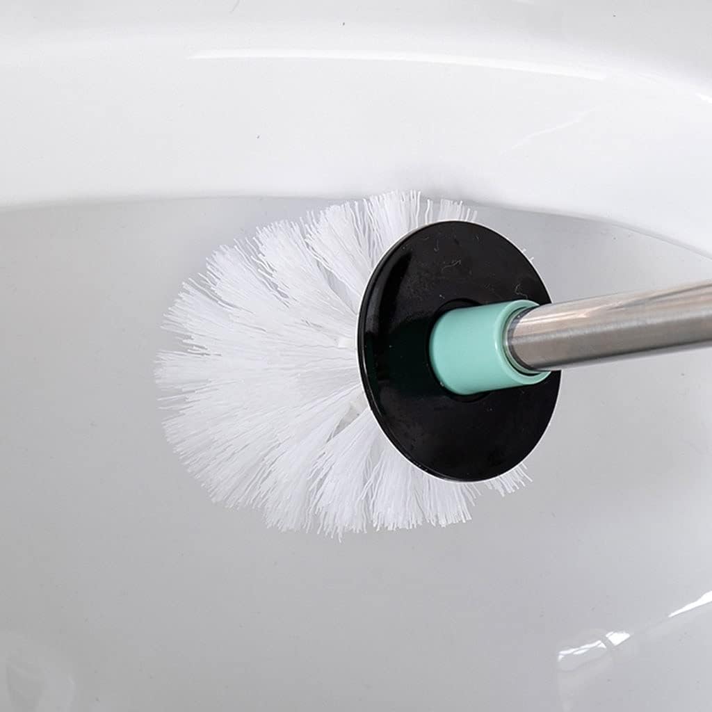 Toilet Brush Holder Wall-Mounted Toilet Brush Stainless Steel Long Handle Toilet Brush Modern Minimalist Household Bathroom Cleaning Toilet Brush Holder Set Toilet Brush Holders(White)