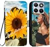 Funda de cuero tipo billetera personalizable para Motorola Moto G47, con imagen o nombre personalizado, tapa de cuero con soporte, protección anti golpes, color negro, ZS, K1 2