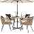YITAHOME 5-Piece Outdoor Dining Set with Umbralle Hole, Rattan Patio Dining Set for 4 with Cup Holders Soft Cushions and Glass Top Dining Table for Patio, Backyard, Garden, Bacony, Light Brown & Black