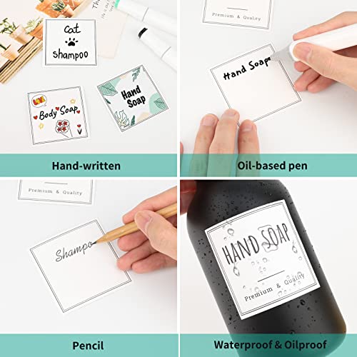Image of Segbeauty 18pack Waterproof Soap Labels, Farmhouse Kitchen Bathroom Organization Labels, 2.5in Reusable Removable Cleaning Hand Soap Dispenser Stickers for 10oz 16oz 32oz Plastic or Glass Bottles
