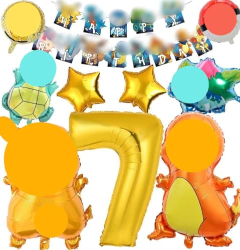 27 Piezas Globos de Cumpleaños,Incluye Globos de Aluminio 3D,Pancarta de Feliz Cumpleaños,Globo temático de dibujos animados,Ideal para Fiestas (B)