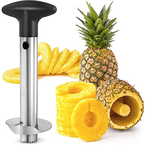 Image of HELIMIX Stainless Steel Pineapple Slicer Cutter, Pineapple Seed Clip Eye Remover, Deseeding Gadget Corer and Slicer Tool Combo.
