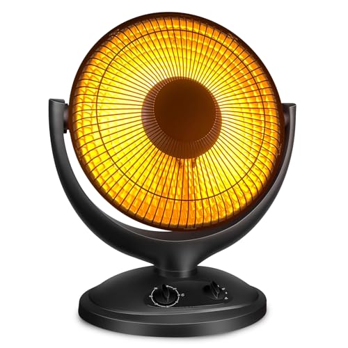 Joy Pebble Space Heater, 400W/800W Oscillating Radiant Heater, 2-Level Rapid Heating, Electric Dish...