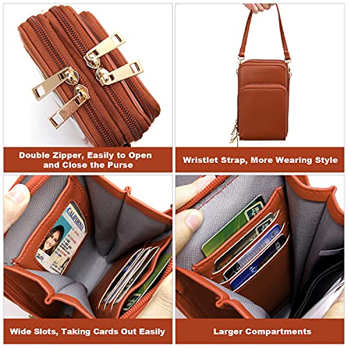 Image of Crossbody Cellphone Purse Women Touch Screen Bag RFID Blocking Wallet Handbag Shoulder Strap