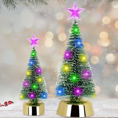 2 Stück Mini Weihnachtsbaum, Kleiner Weihnachtsbaum mit Beleuchtung,...