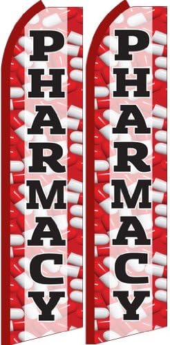 Pharmacy Standard Size Swooper Feather Flag Sign Pk of 2 (11.5x 2.5 Feet)