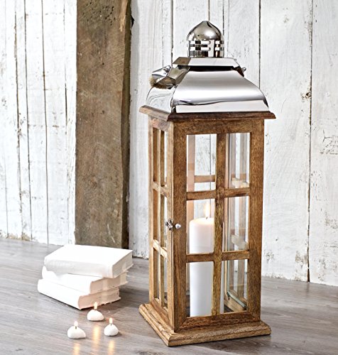 Candle Lantern Wood Extra Tall - Decorative Garden Wedding - Indoor Outdoor - 70 cm H