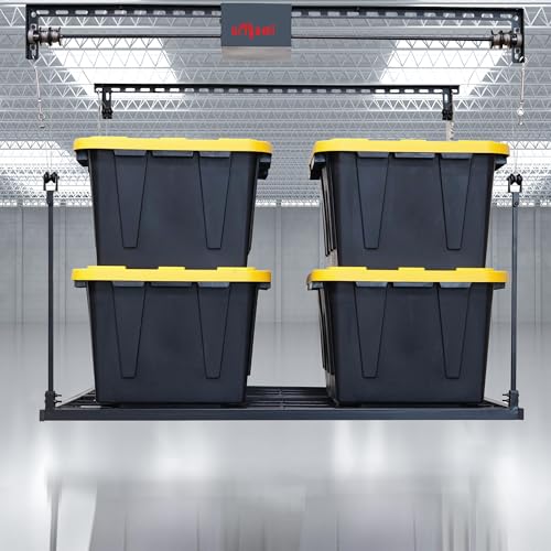 Origami-Motorized-Garage-Ceiling-Storage-Rack-52-x-25-Heavy-Duty-Overhead-Lift-System-with-250-lbs-Capacity-for-Storing-Decorations-or-Equipment