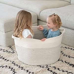 Little Hippo Baskets XXXL Large Cotton Rope 22"x22"x14" Storage Woven Blanket Living Room Toy Basket for Organizing, Baby Gift, Kids Organizer Little Hippo Baskets XXXL Large Cotton Rope 22x22x14 Storage Woven Blanket Living Room Toy Basket for Organizing Baby Gift Kids Organizer