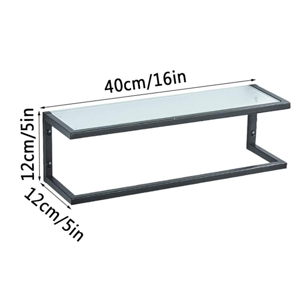 Exquisitos estantes de baño Estante de vidrio multifuncional, estante de almacenamiento de ducha de baño de acero inoxidable, fácil de limpiar, estante de especias de cocina, 2 estilos (Color : Black,