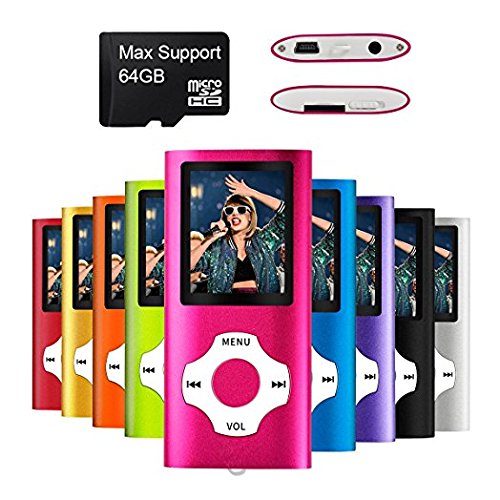Mymahdi Reproductor portátil MP3 / MP4, Rosa con Pantalla de 1,8 Pulgadas de LCD y Ranura para Tarjetas Memory Card, Tarjeta de 128GB Memory Card TF de Apoyo máximo