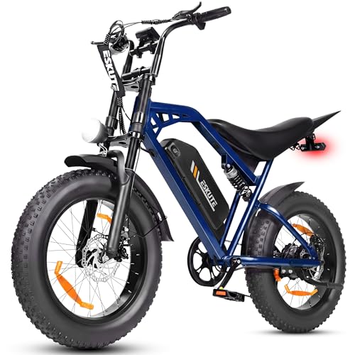 ESKUTE V202 E-Bike für Herren, 20×4 Zoll Fat Tire Offroad Elektrofahrrad mit 48V 20.8Ah Akku, NFC Entsperrung, 80 km Reichweite, Vollfederung MTB für Gelände Schnee Sand