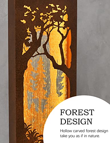Axoso Outdoor Fountains And Waterfalls-Flooring Standing Fountain Indoor-Raining With Led Lights Hollow Carved Forest Design For Garden Patio Backyard Porch Balcony Living Room Décor 48.4 Inch Tall #TOP3