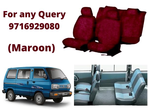 Image of Cotton Car Seat Cover for Maruti Omni (5 Seater) (Maroon)