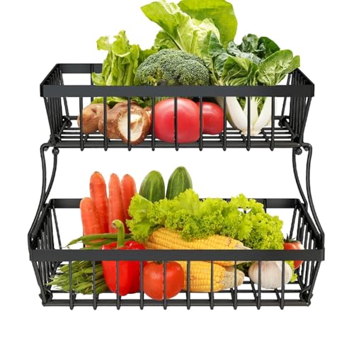 Soporte de fruta de 2 niveles para acabar con el desorden de alimentos en la encimera