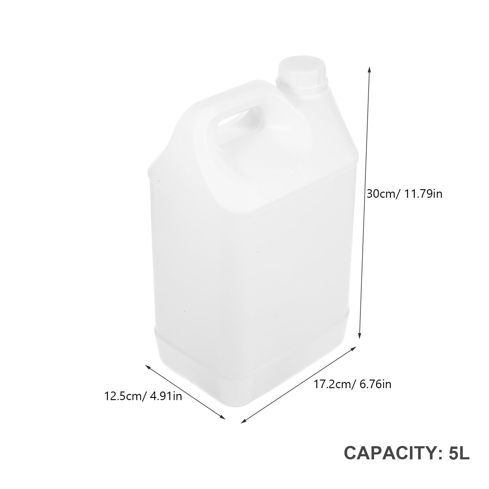 Brocca vuota in plastica HDPE da 5 l, con coperchi ermetici, contenitore per acqua, uso domestico e commerciale, contenitori per acqua, saponi, detersivi, liquidi, bianco
