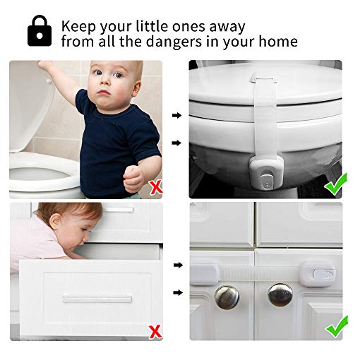 Haneye Child Safety Locks, 6 Pack Baby Safety Locks for Cabinets, Drawers, Fridges, Adjustable Strap Locks With Strong Adhesive Latch, No Tools or Drilling Needed - Thumbnail 7