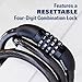 BRINKS 6 ft Outdoor Heavy Duty Bike Lock Cable, Thick, Anti Theft Self-Coiling Design, Resettable 4-Dial Combination, 5/8