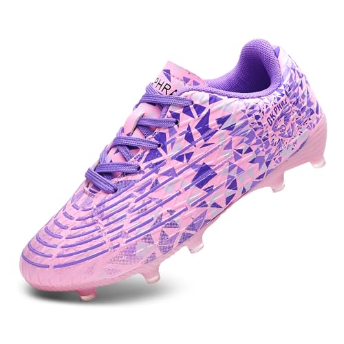 Kids Soccer Cleats Boys Girls Trainning Football Shoes for Little/Big Kid Outdoor Indoor Firm Ground Athletic Turf Lace up