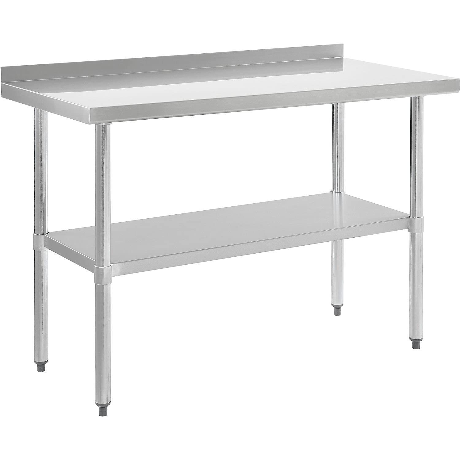 Nexel WB4824BSS Stainless Steel Worktable with Backsplash, 48"W x 24"D x 35"H