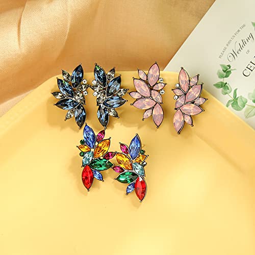 CSIYANJRY99 Glitter Rhinestone Statement Earrings for Women Fashion Bling Colorful Crystal Cluster Drop Dangle Earrings Prom Dress Jewerly 7
