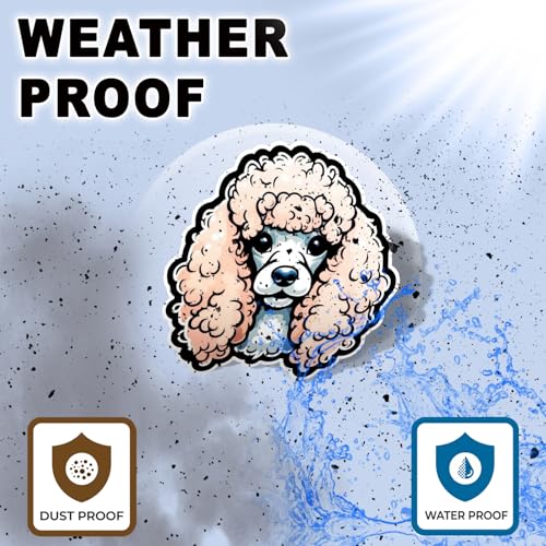 Image of Cute Poodle Dog Sticker Vinyl Decal Waterproof Dog Lover Sticker for Laptop Water Bottle Car Notebook Window Pet Lover Gift Puppy Dog 5 Inch