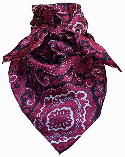 Wyoming Traders Paisley Red and Black Wild Rag Scarf Silk XL 42.5 Inch