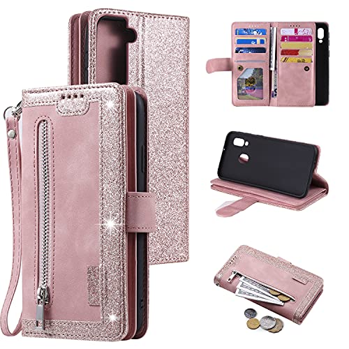 Funda Samsung S22 5G tipo libro oro rosa para viajes y reuniones