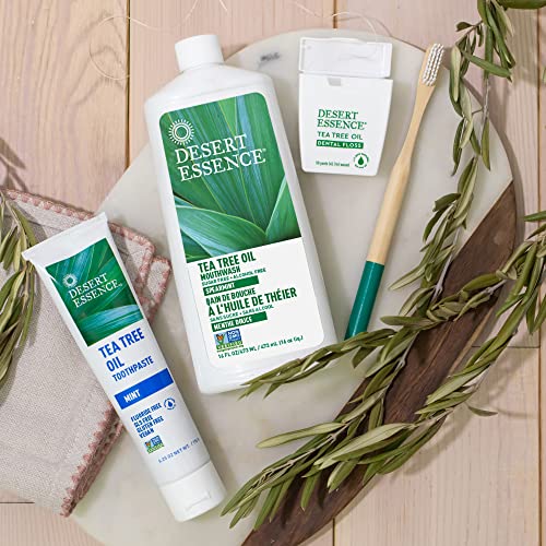 Desert Essence Tea Tree Oil Toothpaste - Mint - 6.25 Ounce - Pack Of 3 - Refreshing Taste - Deep Cleans Teeth & Gums - Helps Fight Plaque - Sea Salt - Pure Essential Oil - Baking Soda #TOP6
