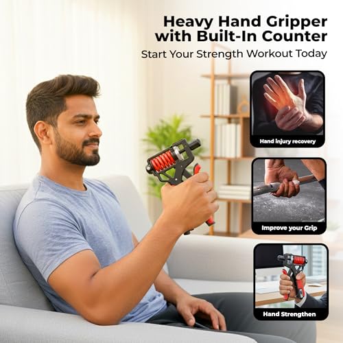 Image of Durafit91 Power Pro Gripper Heavy with Counter for Men & Women, Forearm Exerciser, Finger Exerciser, Power Gripper for Gym Workout & Home Training