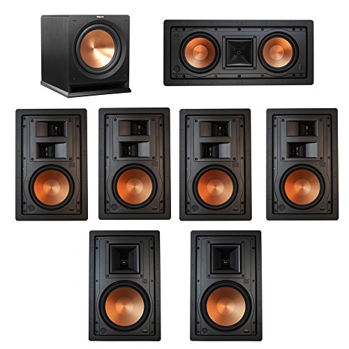 Klipsch 7.1 In-Wall System with with 2 R-5800-W II In-Wall Speakers, 1 Klipsch